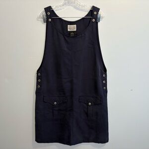 Vintage Directives Navy Women’s Large Sleeveless Overall Dress Cargo Pocket EUC